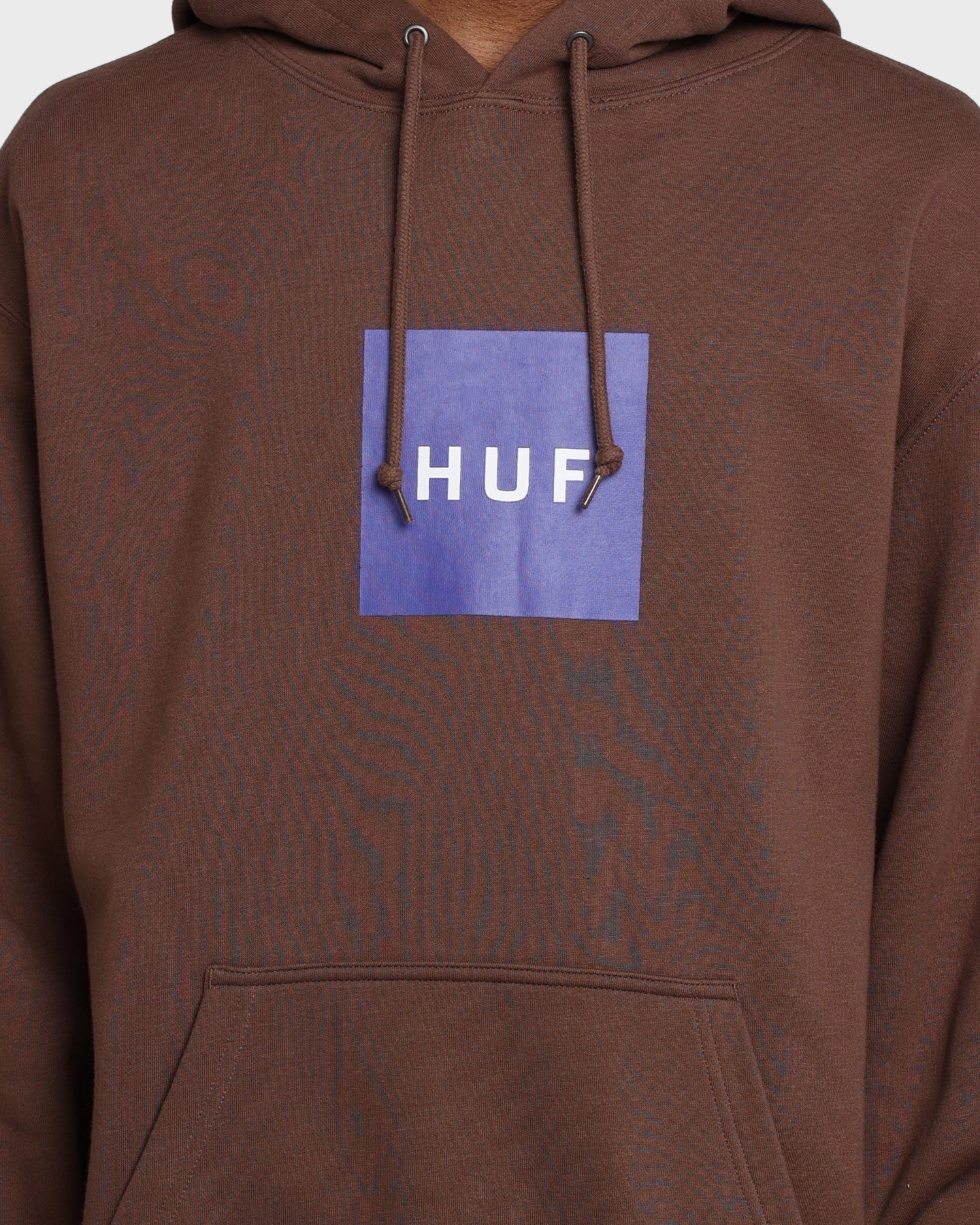 HUF Essentials Box Logo Hoodie Brown gym - goers Barrier Seam Construction