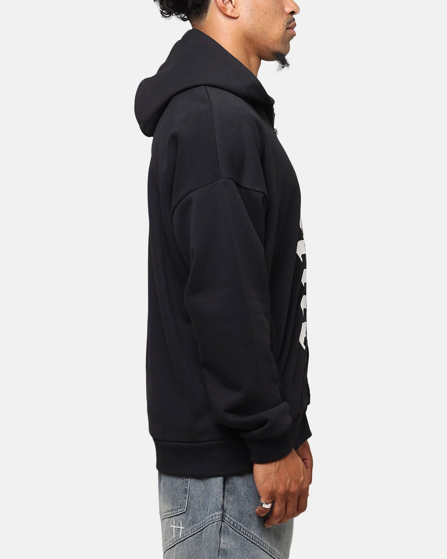 Saint Morta Gothic Distressed Zip Hoodie Black Classic Jacket Winter Gear