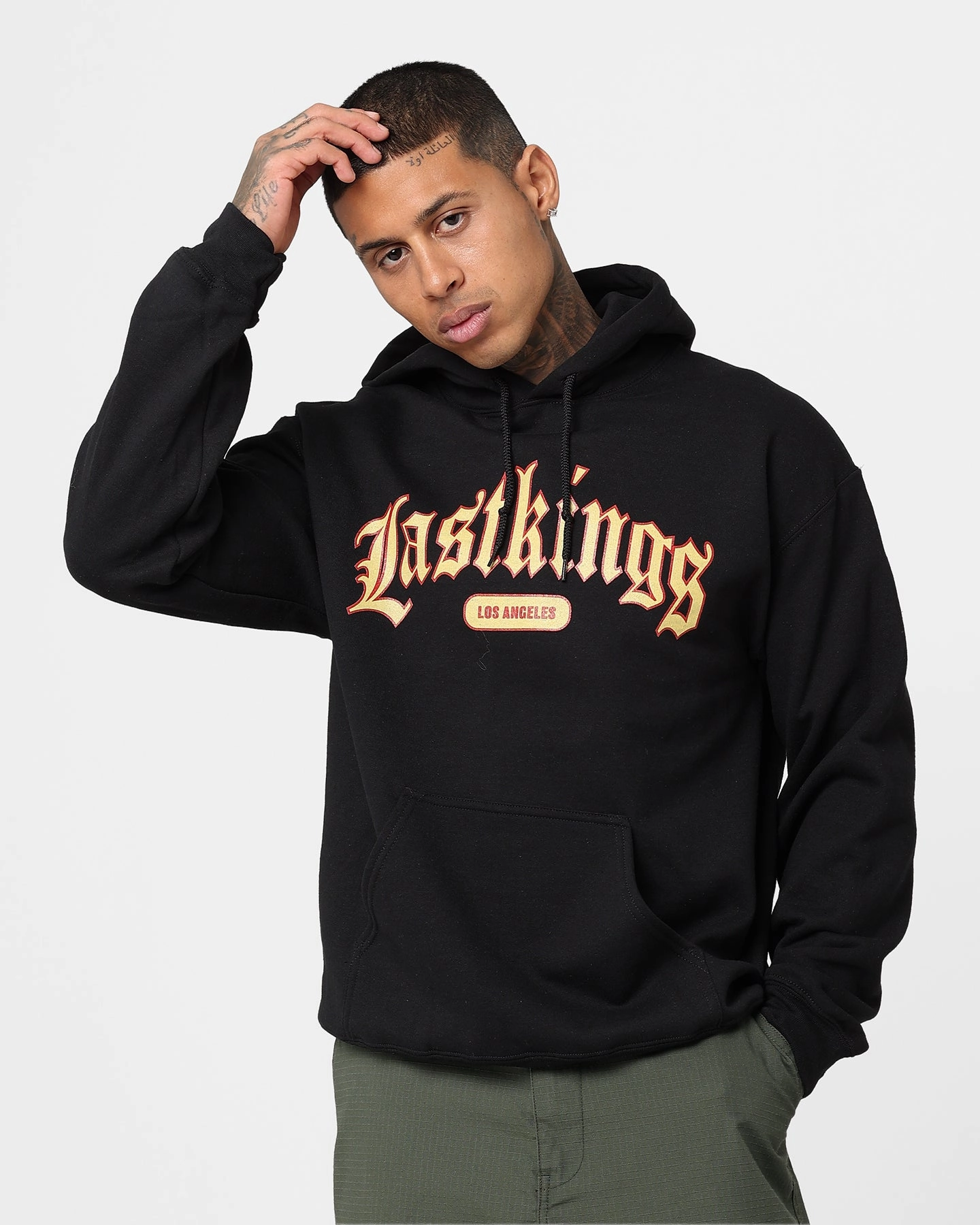Last Kings Throwback Hoodie Black Clue Layered Collar Design