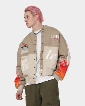 Loiter Daytona Motor Jacket Beige Customizable Fit Patch
