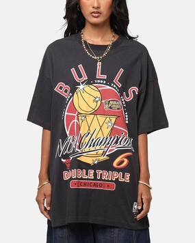 Durable Knitwear Sleep Mitchell & Ness Chicago Bulls Champions Report "Champ Pack" T-Shirt Faded Black
