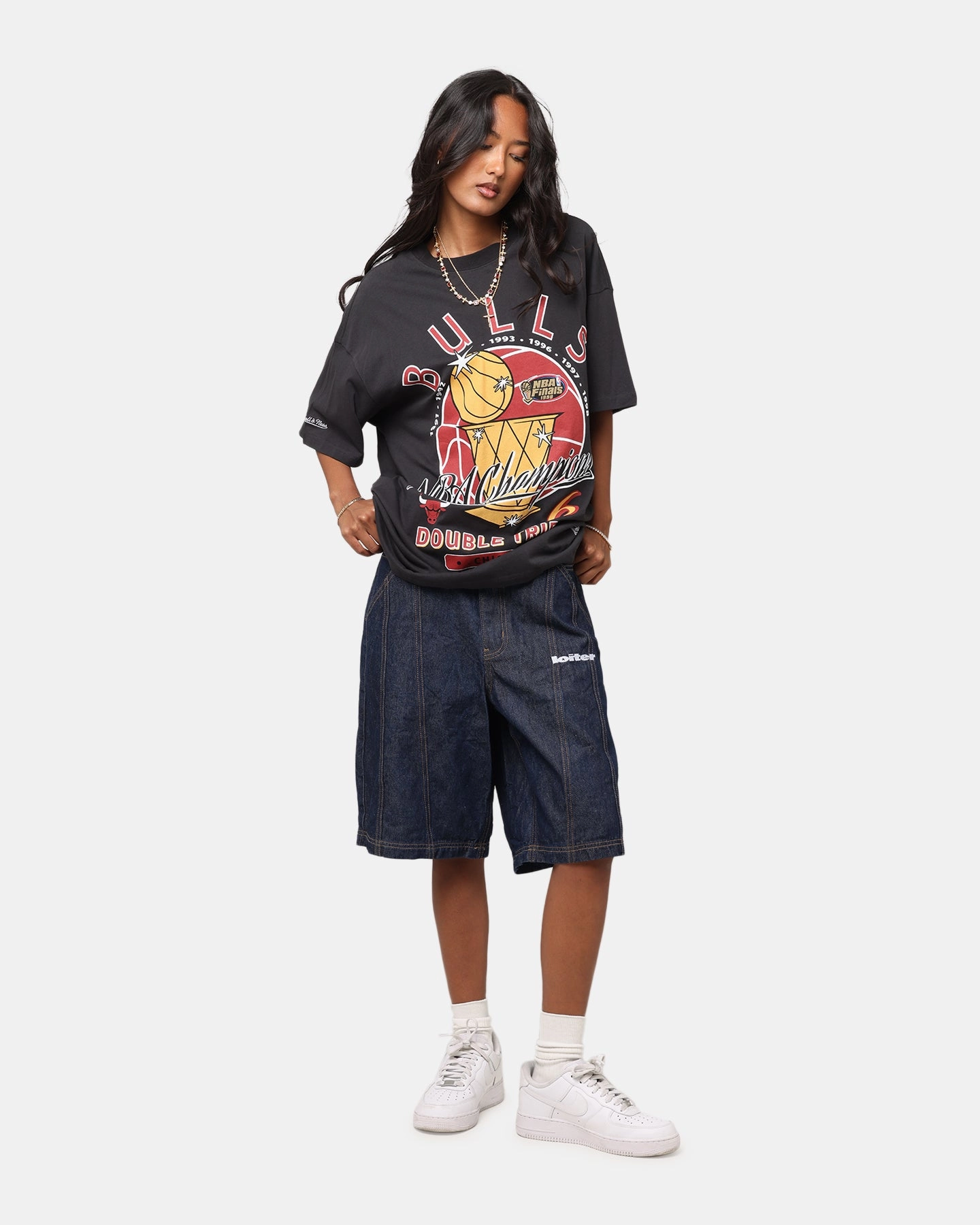 Mitchell & Ness Chicago Bulls Champions Report "Champ Pack" T-Shirt Faded Black hypoallergenic material Lightweight Design