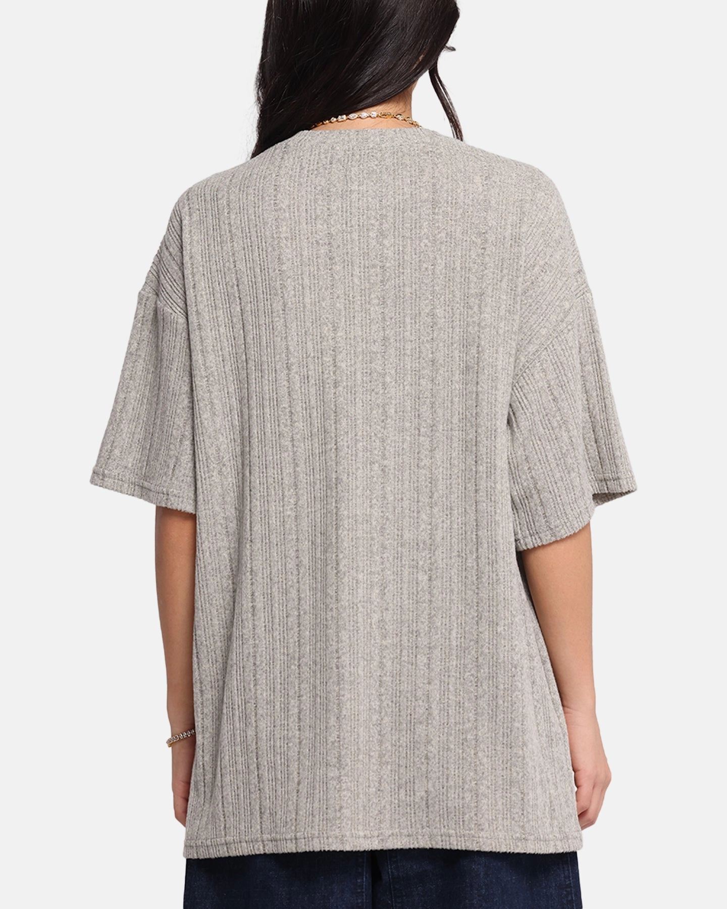 XXIII Rib Knit T-Shirt Grey Marle Fashion-Forward Fit Sporty Vibe