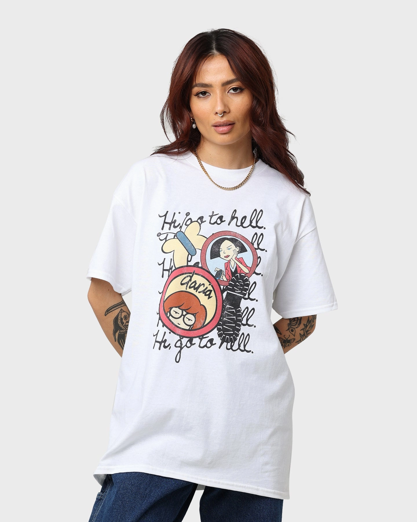 Cozy Touch American Thift X Daria Go To Hell T-Shirt White