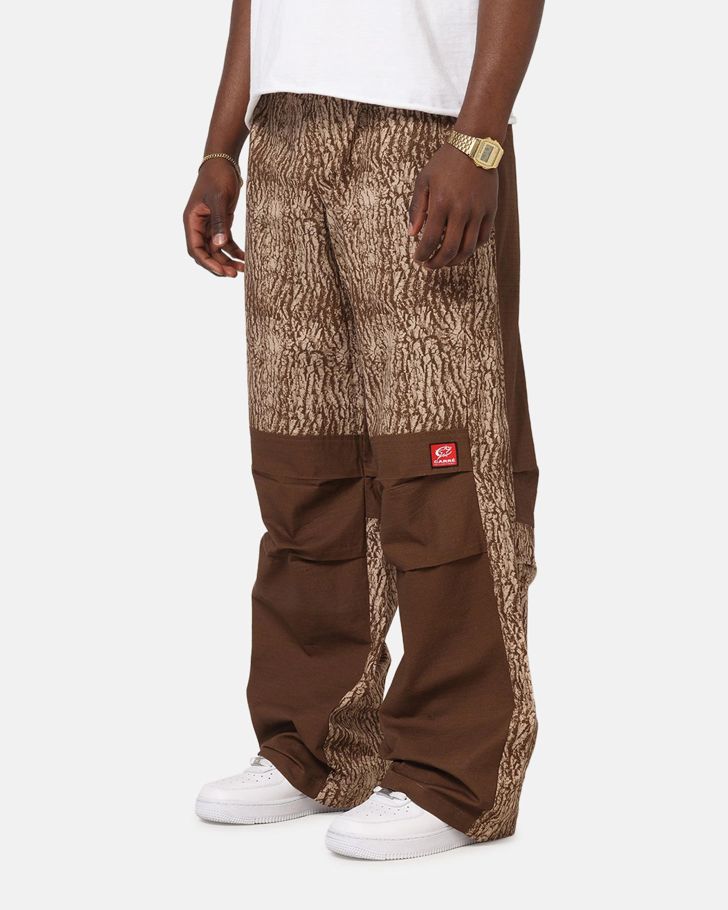 Carre Avalanche Baggy Pants Tree Bark Double Layered Hem