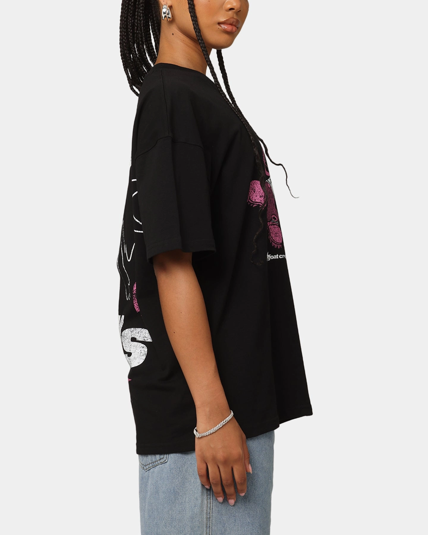 Raw Hem Finish Goat Crew Love Kills T-Shirt Black