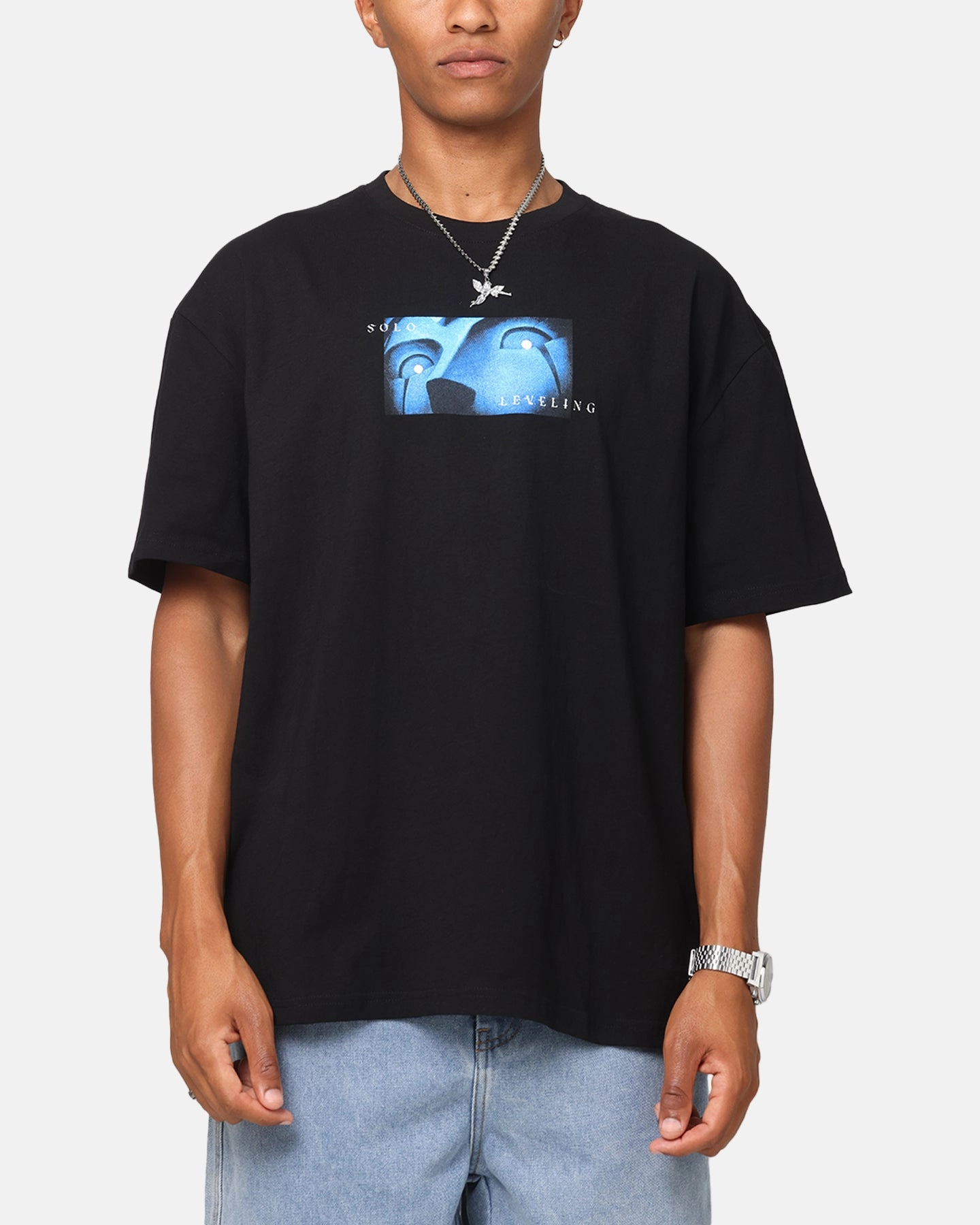 insulated Goat Crew X Solo Leveling Statue Of God Heavy T-Shirt Black