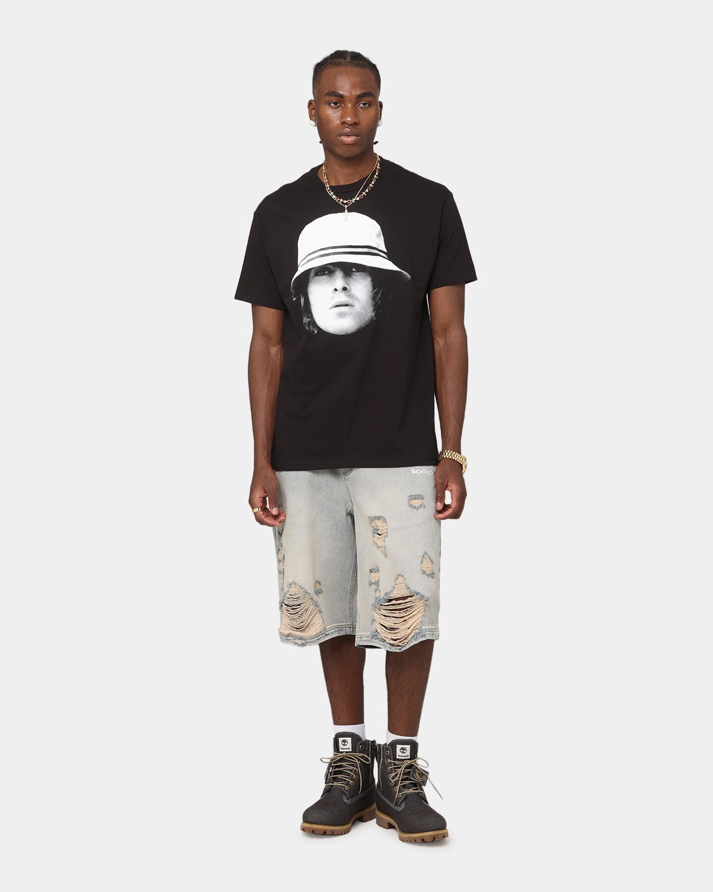Casual Essentials Soft and Light Wear Liam Gallagher Bucket Hat T-Shirt Black