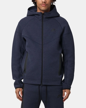 Nike Sportswear Tech Fleece Full-Zip Windrunner Hoodie Obsidian Heather Black Secure Zip Pockets