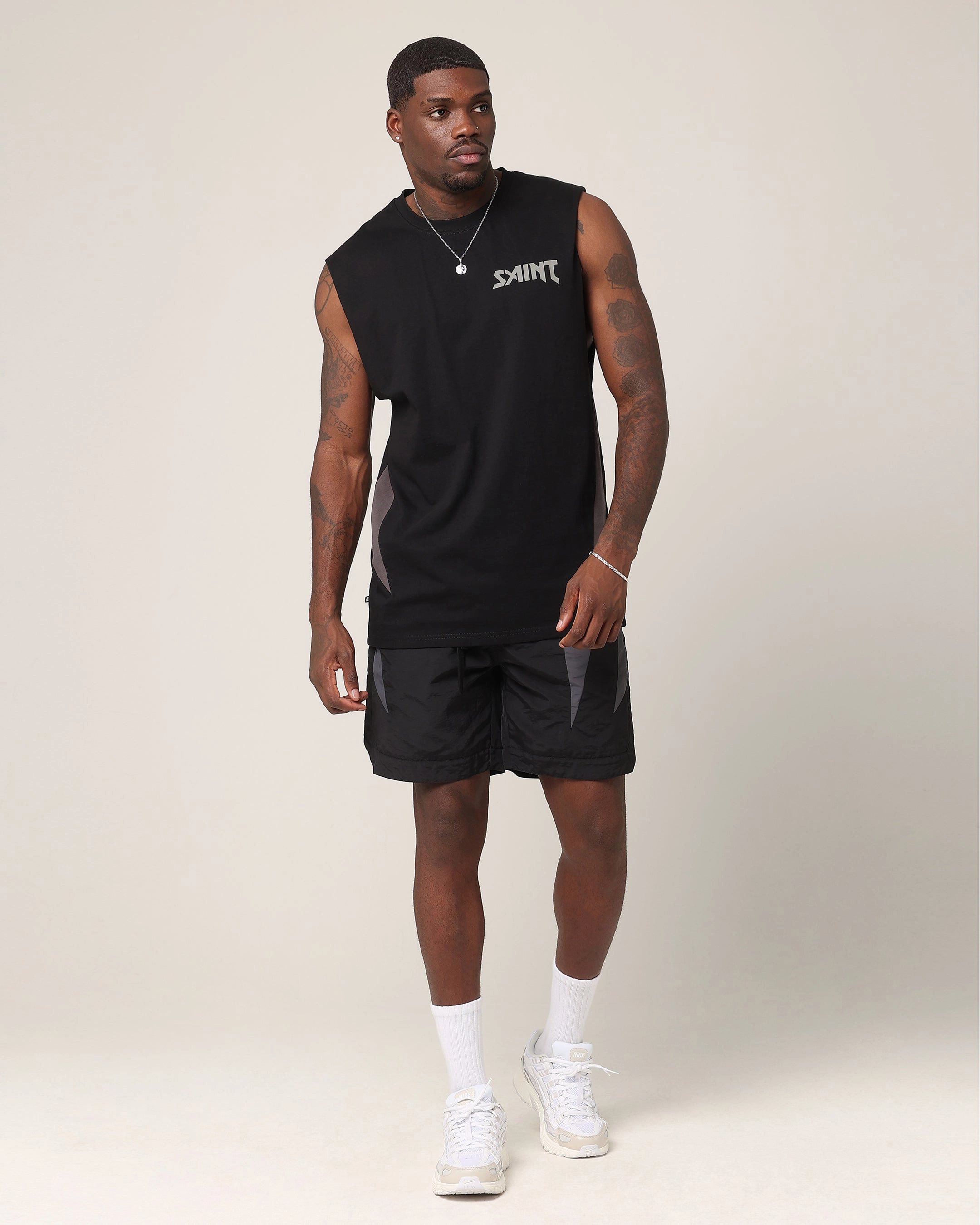 Unisex Indoor clothing Saint Morta Rage Oversized Muscle T-Shirt Black/Grey
