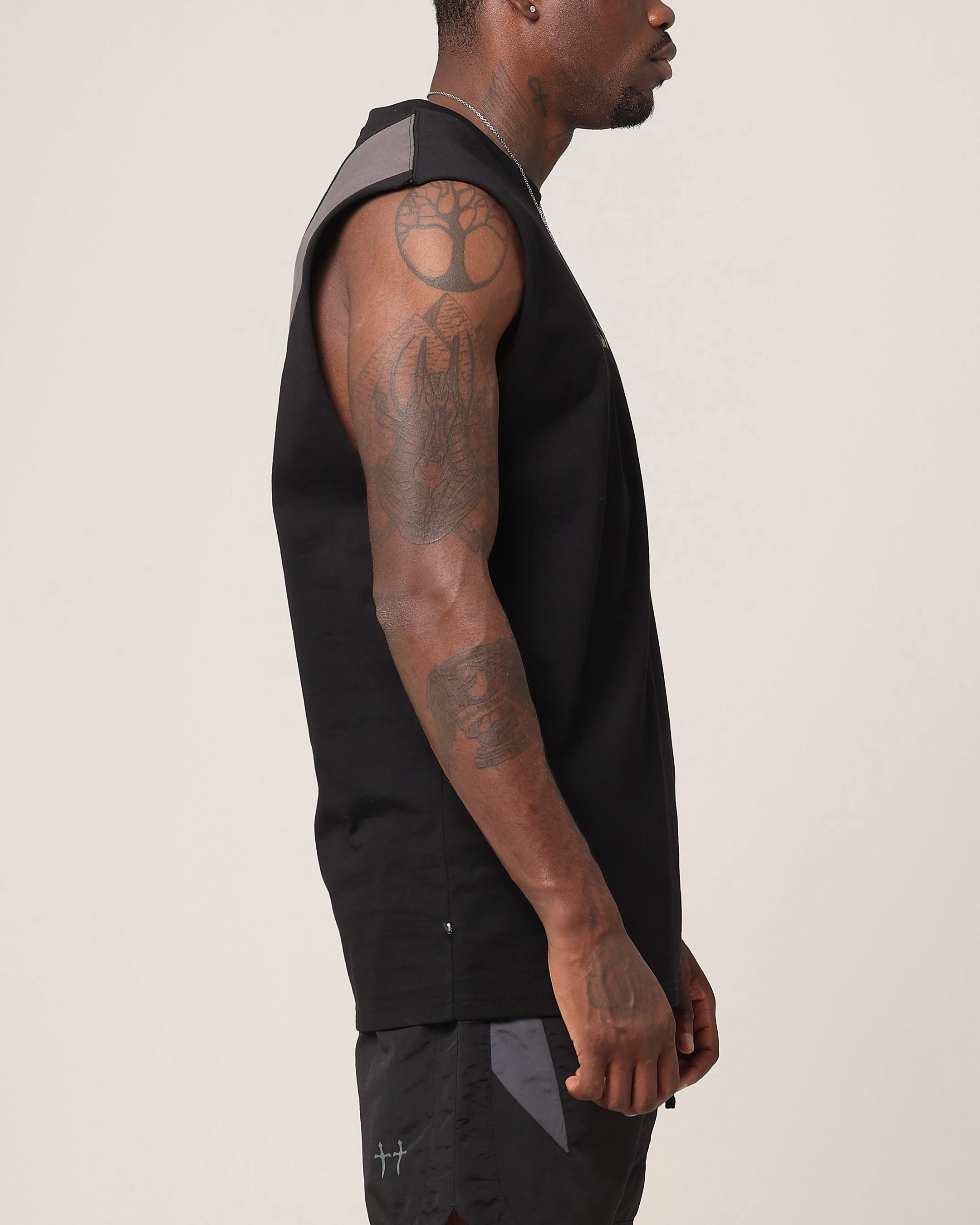 Saint Morta Rage Oversized Muscle T-Shirt Black/Grey Stylish Day Wear Functional Wear