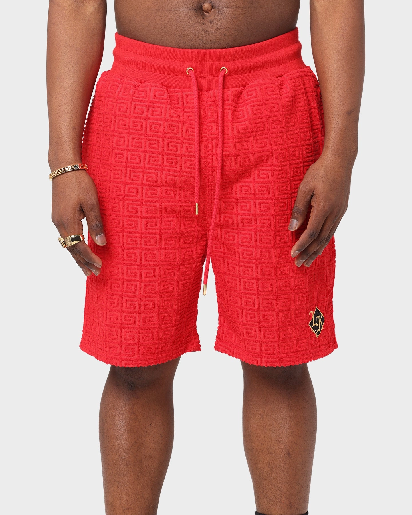 Last Kings The Throne Sweat Shorts Red Belt loops