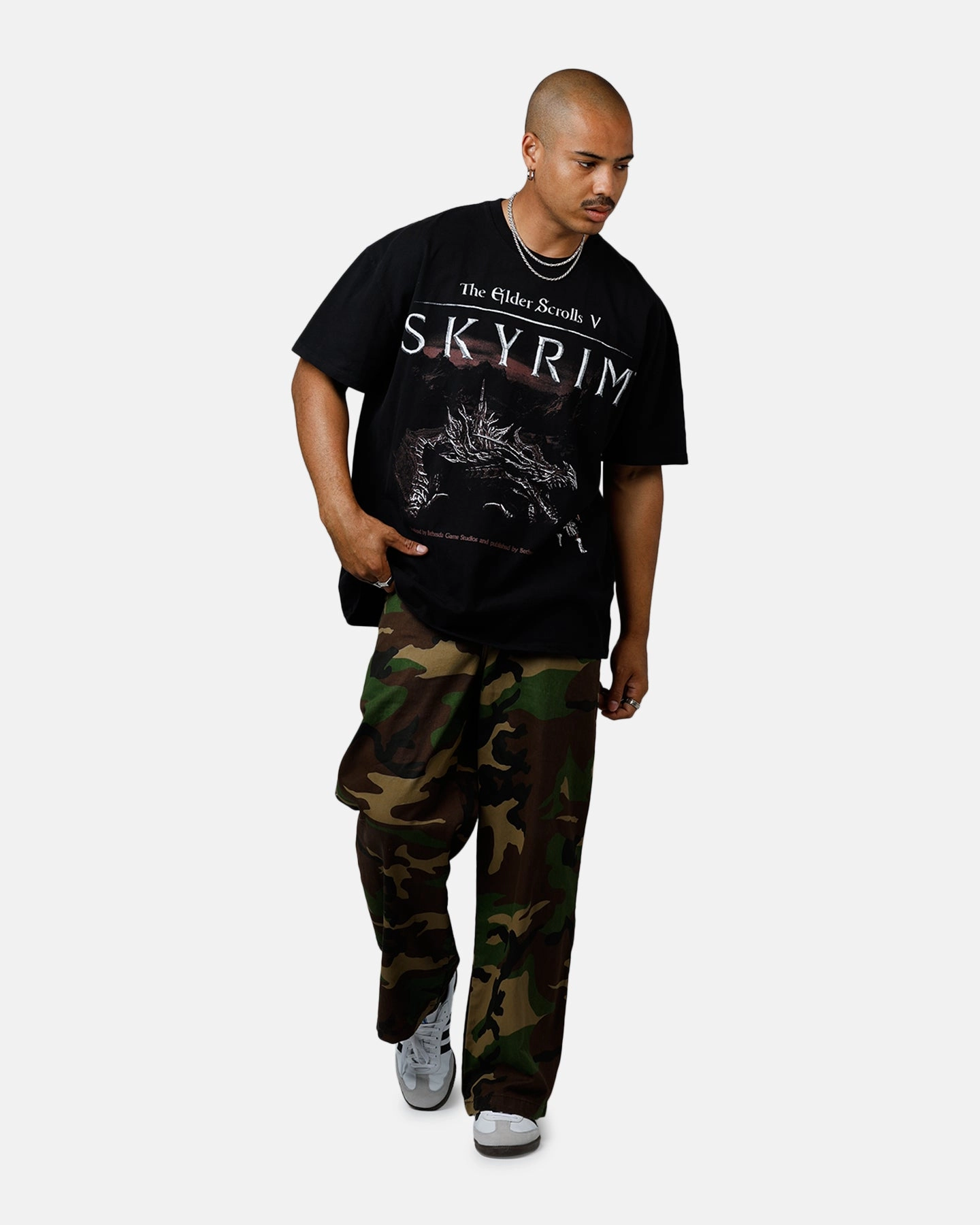 73 Studio X The Elder Scrolls V: Skyrim Aludin Vintage T-Shirt Black Active Fashion anti static coating