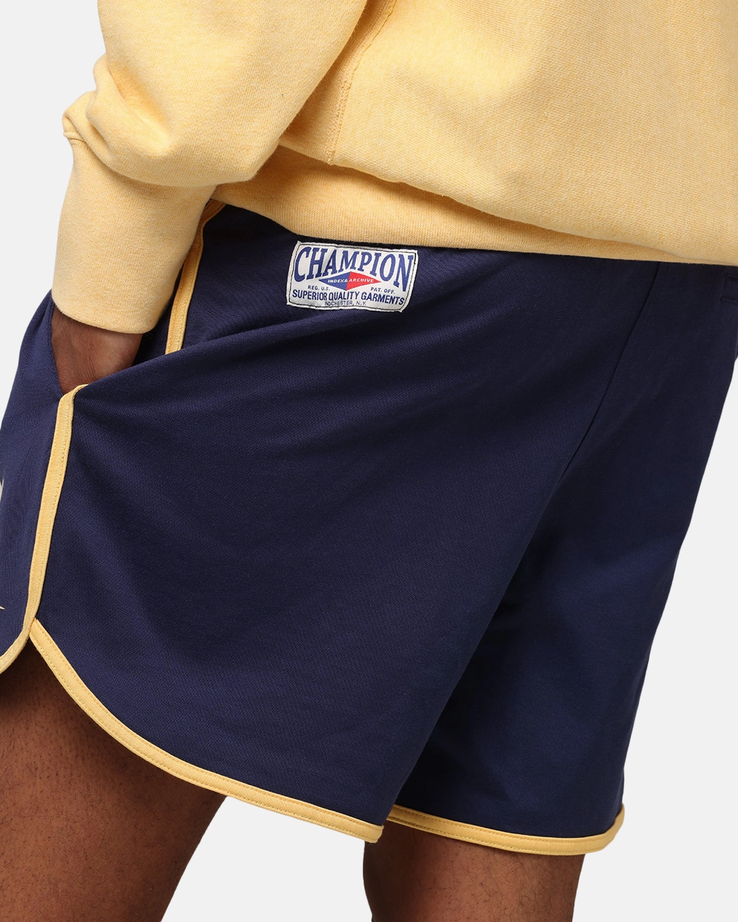 Breathable fabric construction souvenir item Champion 50's Pool Boy Shorts Athletic Navy