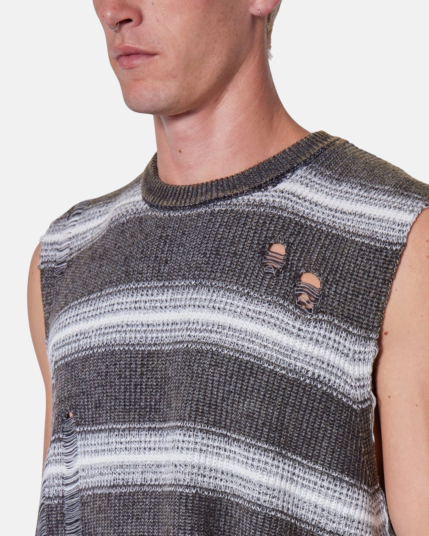 Heat Transfer Printing Effortless Comfort Wear MNML Destroyed Pullover Shirt Black/White