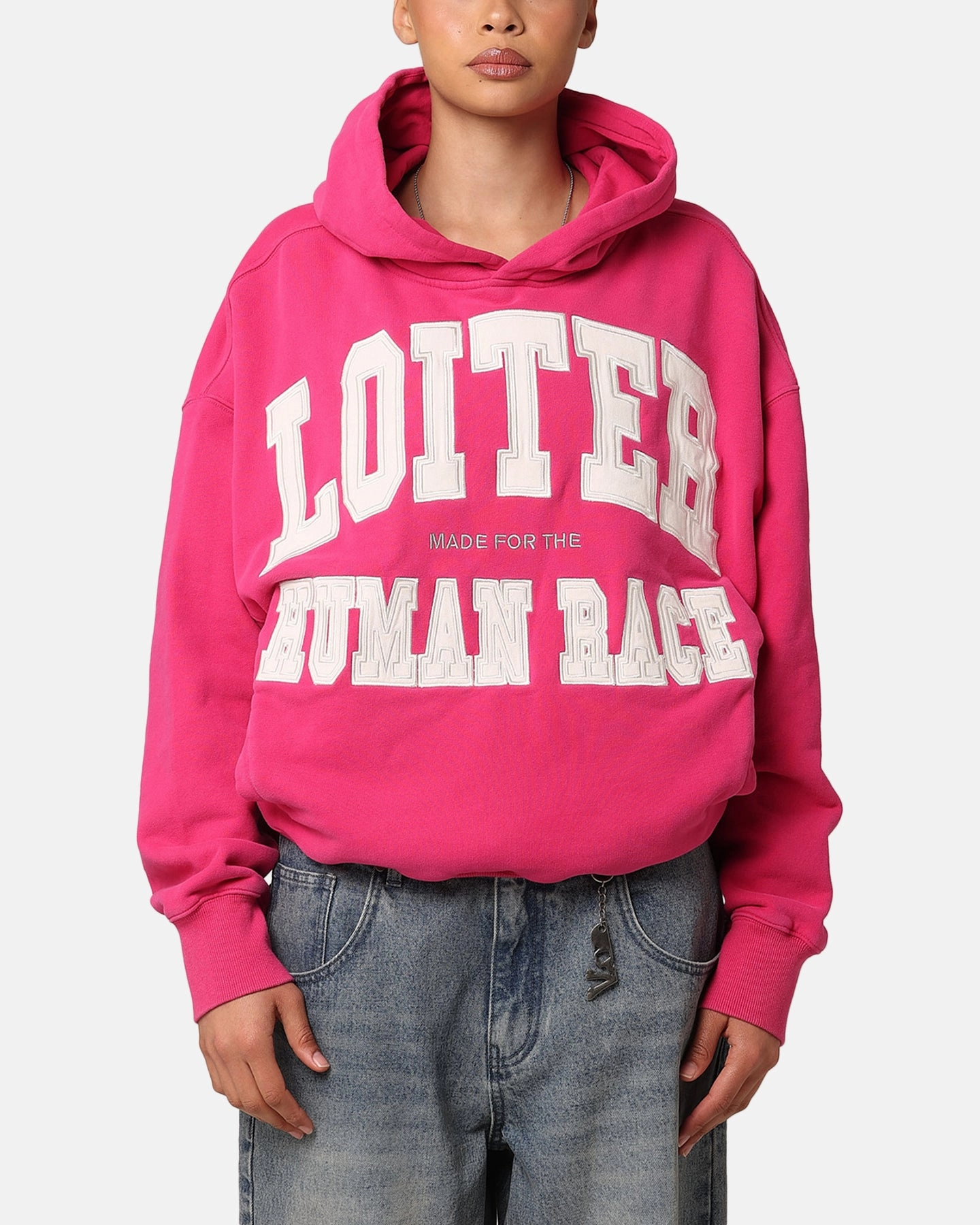 Loiter College Dropout Hoodie Pink shearling Congratulate