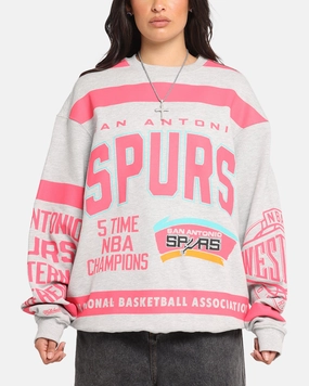 UV Protection Mitchell & Ness San Antonio Spurs Letterform Crewneck Grey Marle
