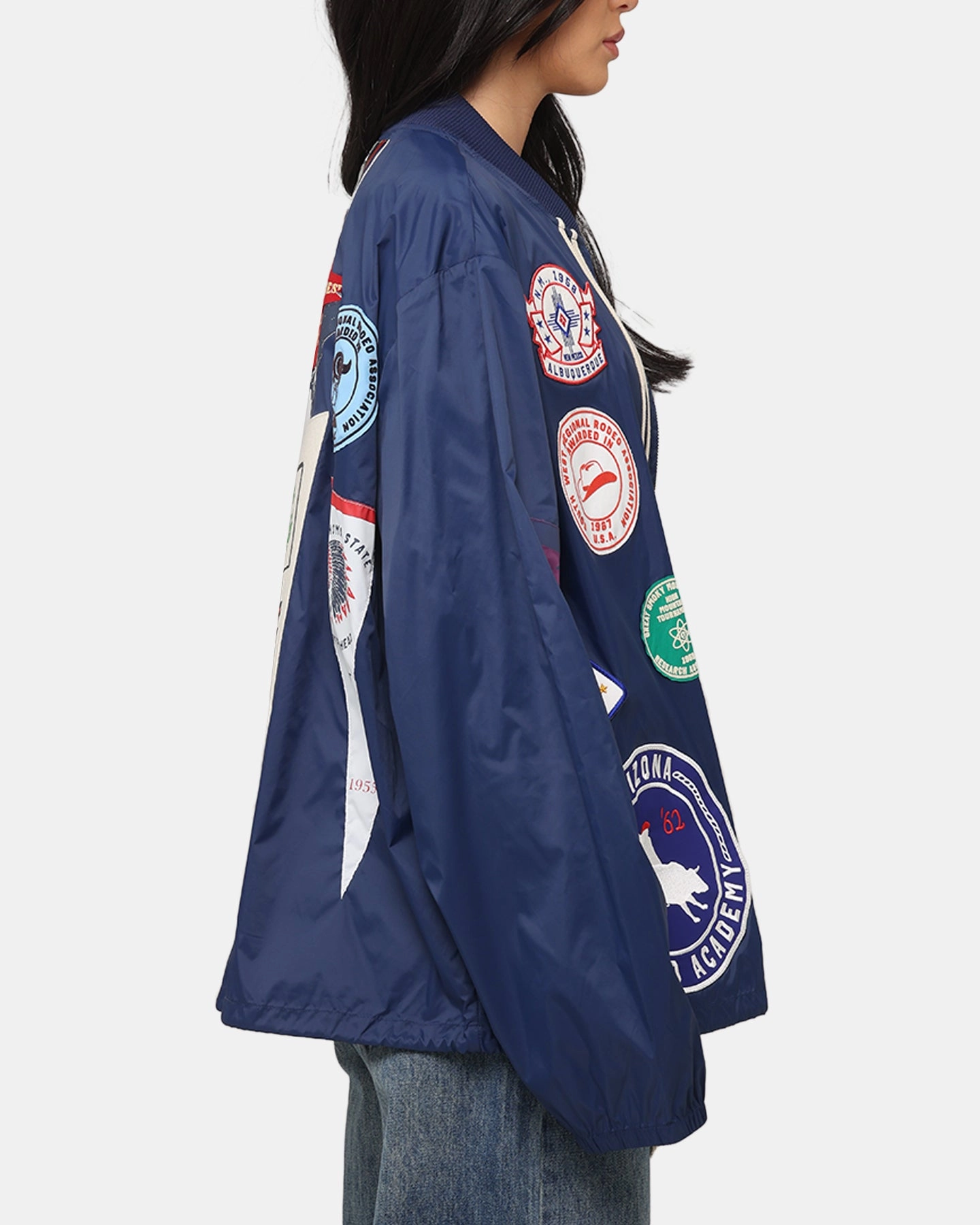Champion 60's Souvenir Jacket Athetlic Navy Cream Abrasion resistant