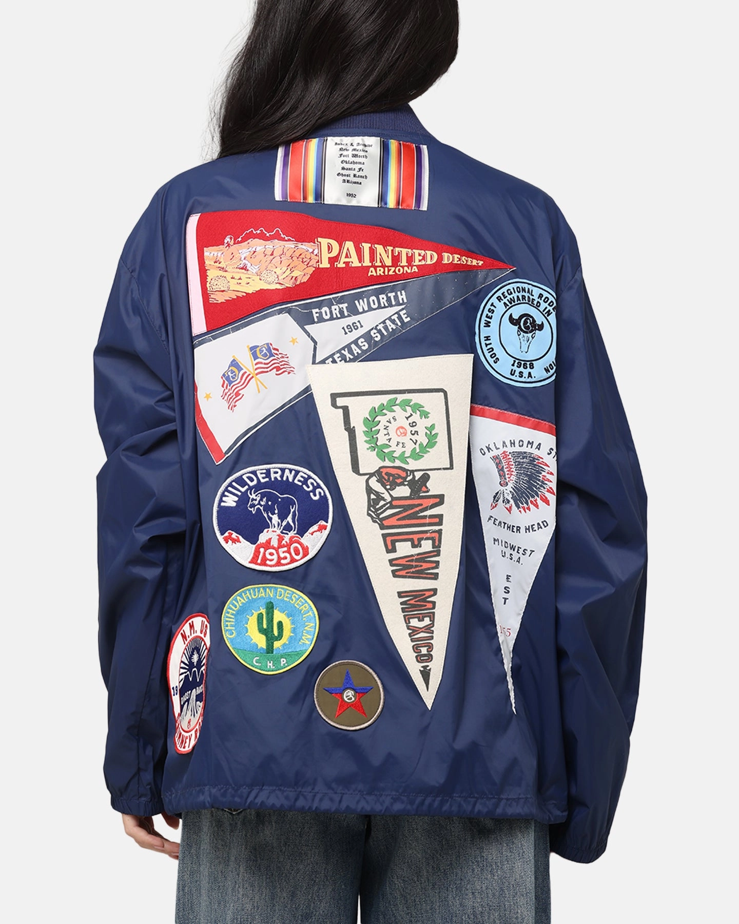 Adjustable Drawstring Hood no pocket Champion 60's Souvenir Jacket Athetlic Navy Cream