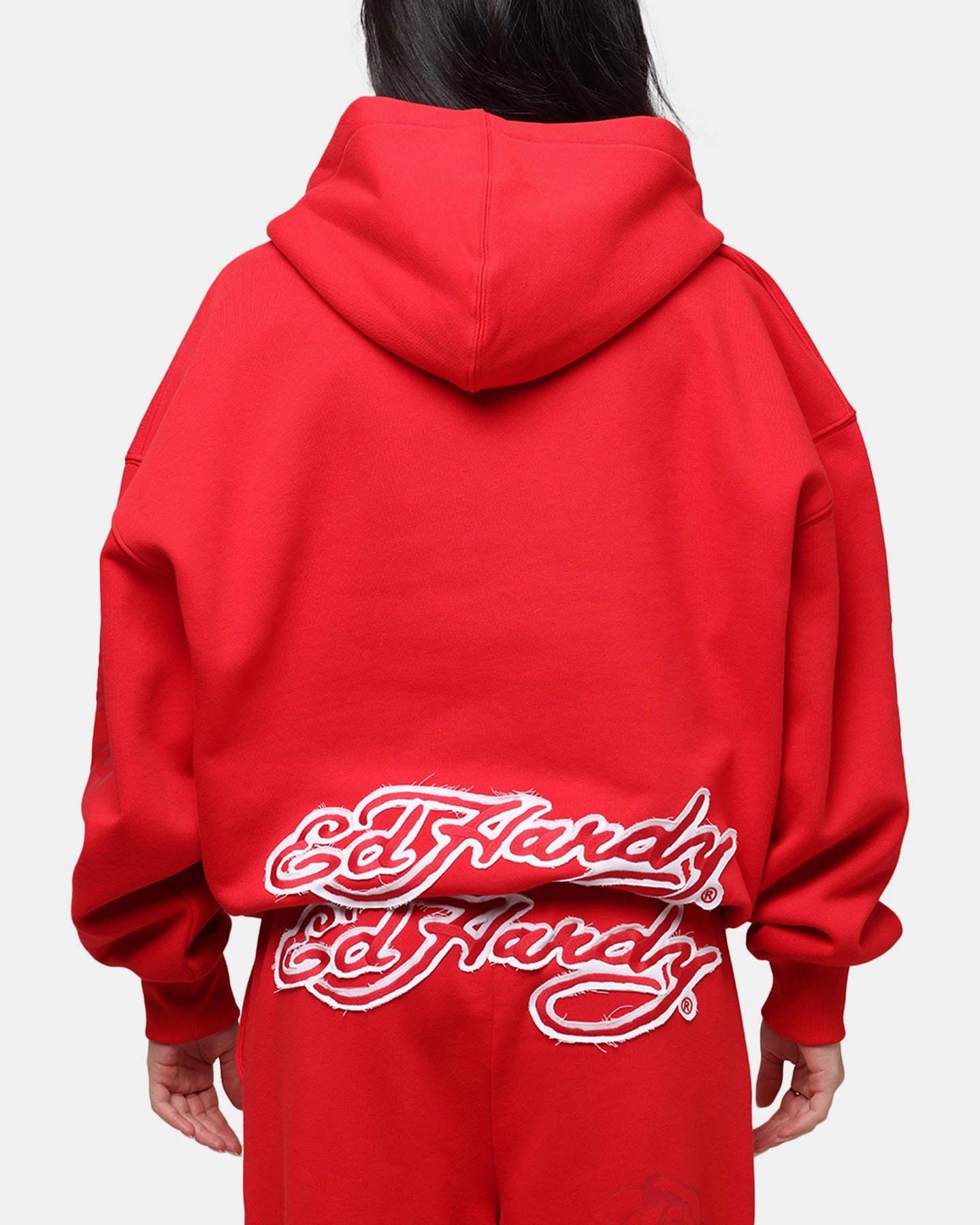 Ed Hardy Women's Rose Zip Hoodie Red autumn season cloudy