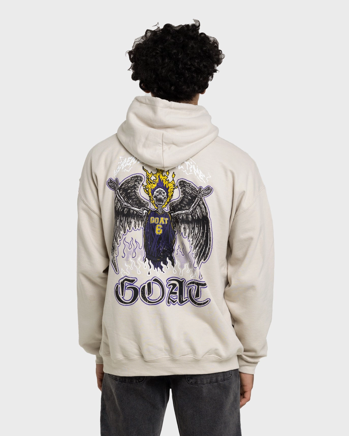 Eco Friendly Textile Goat Crew King Skeleton Hoodie Sand