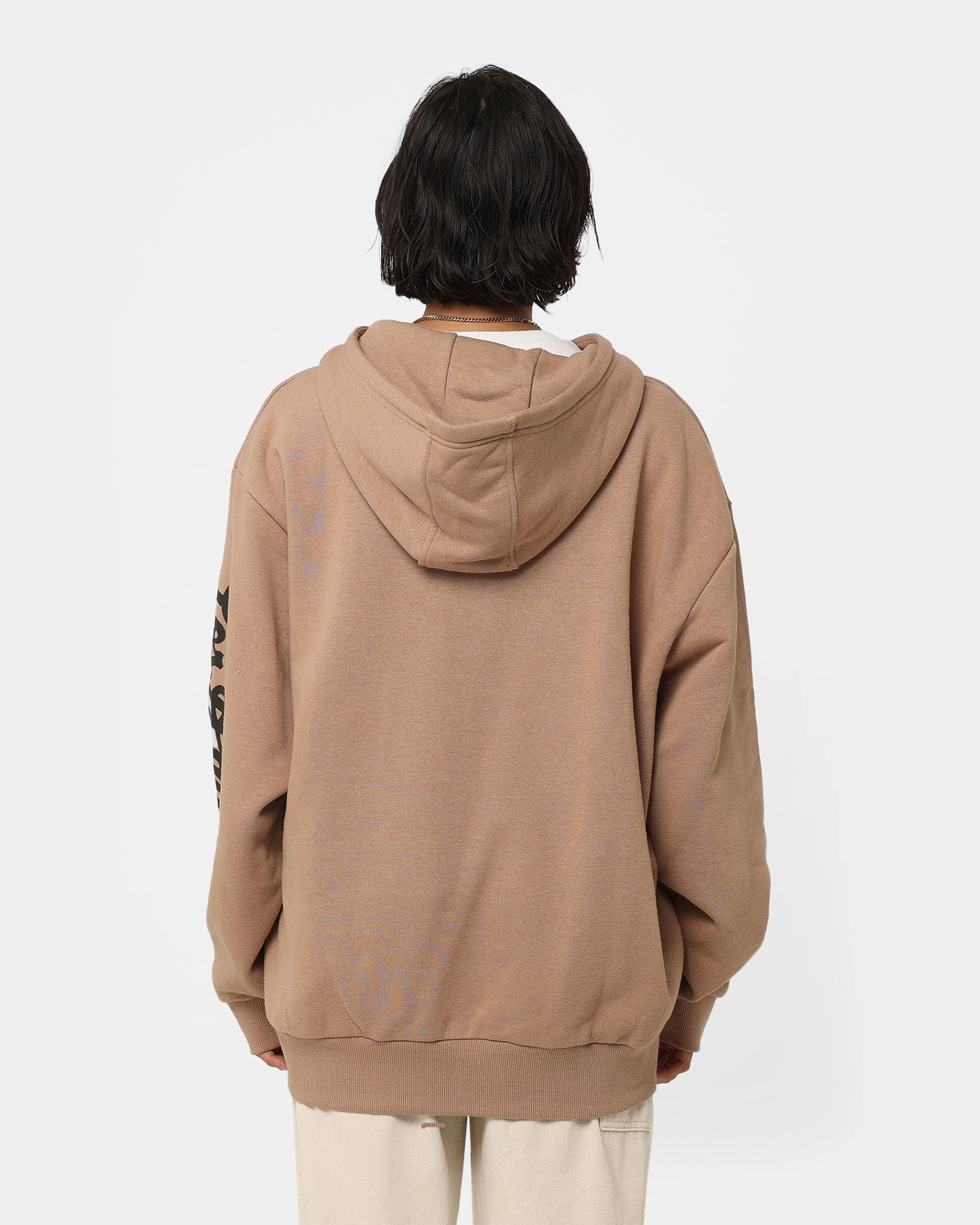 New Era Los Angeles Dodgers Quarter Zip Sleeve Script Hoodie Khaki/Black complementary item