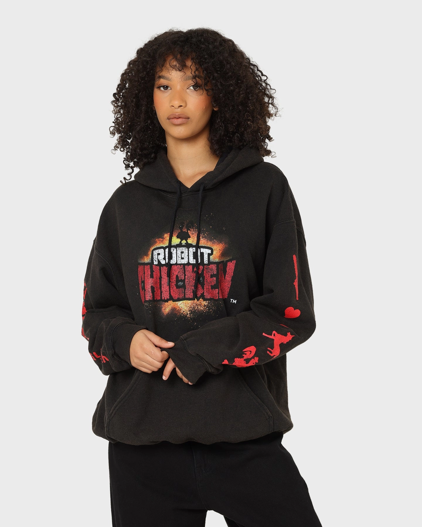 Warm Thinsulate Plan American Thrift Chicken Boom Vintage Hoodie Black Wash