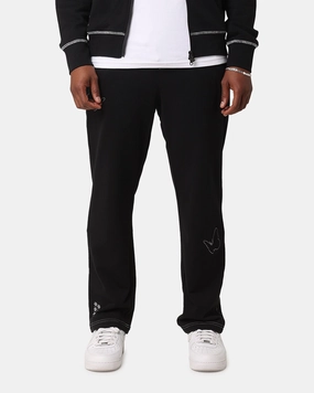 Temperature Regulating Fabric Soft and Stretchy Felt Contrast Stitched Sweatpants Black