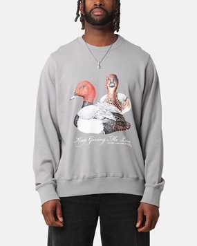 Felt Duck Love Crewneck Sweater Grey Smooth Zipper Action Eco Nice