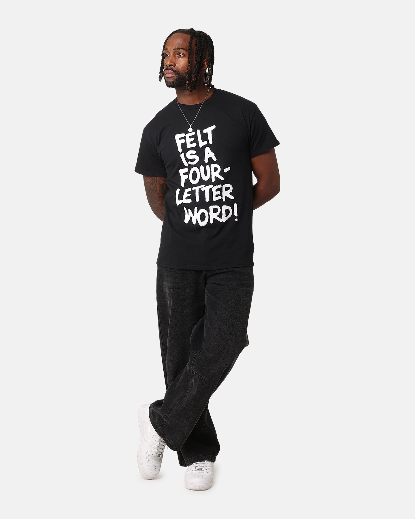 Felt F T-Shirt Black No Shrink Technology Chic and Cozy Wear