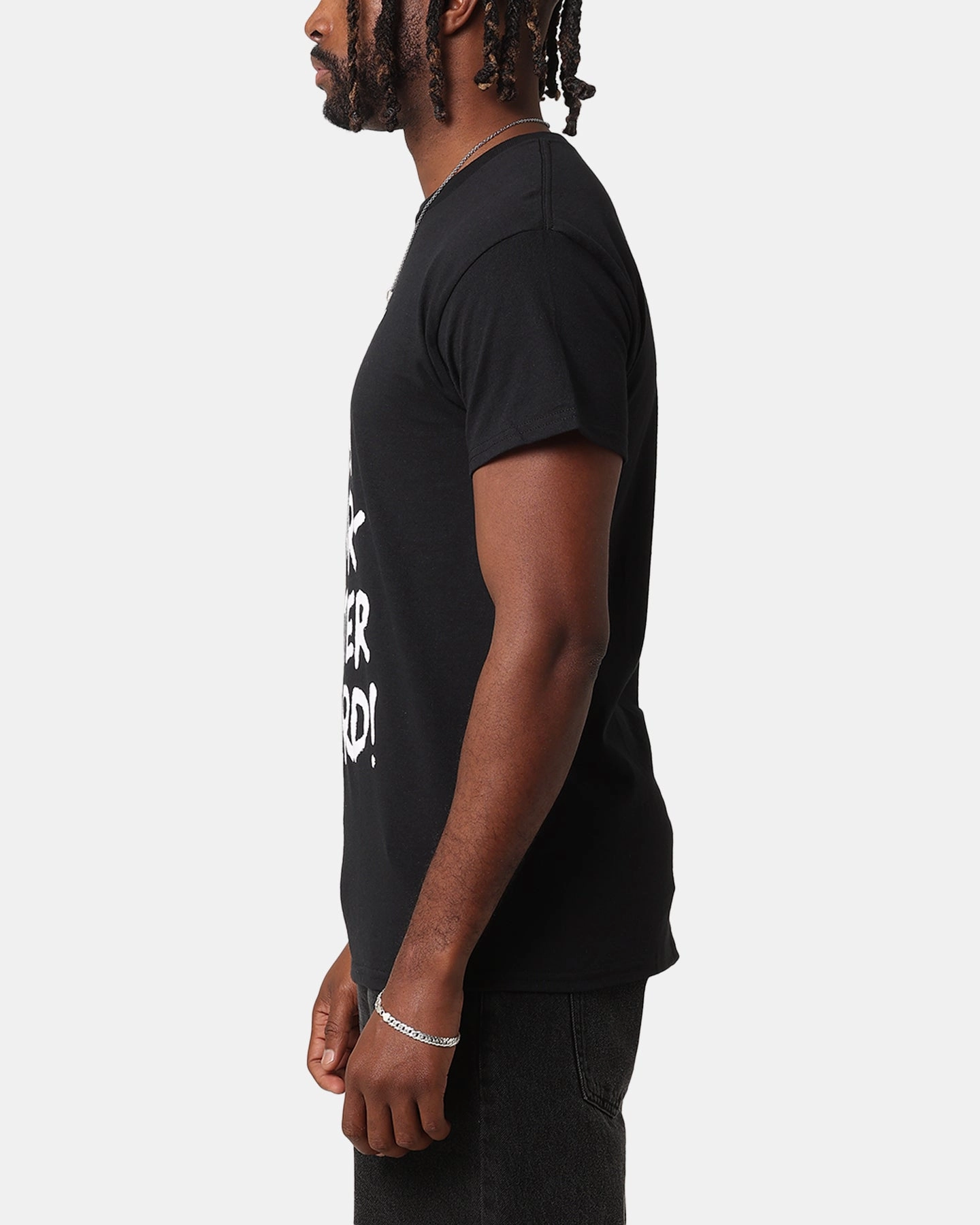 TexturedWeavePattern Foam Print Detail Felt F T-Shirt Black