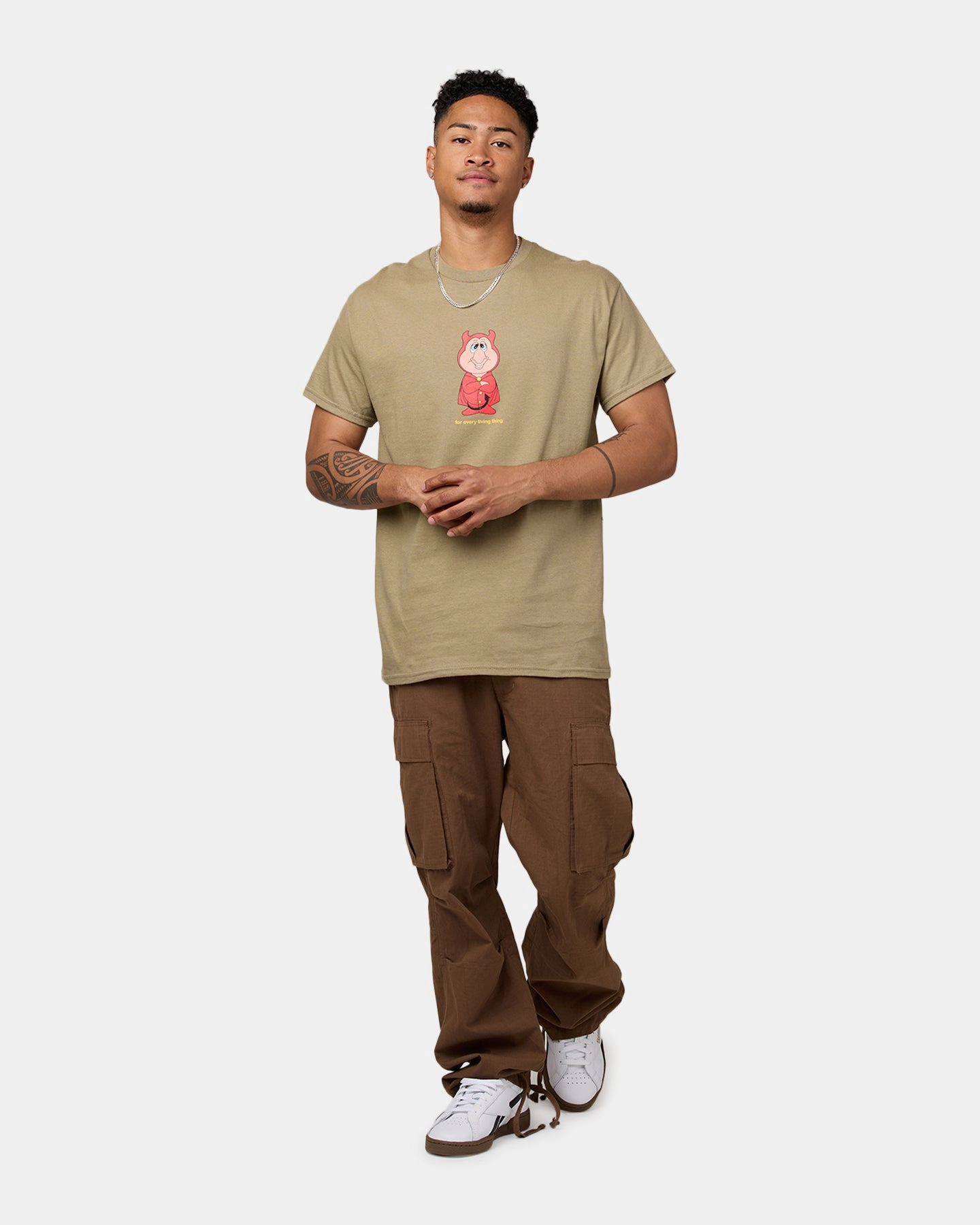 college Athletic Fit Felt Lil' Devil T-Shirt Brown