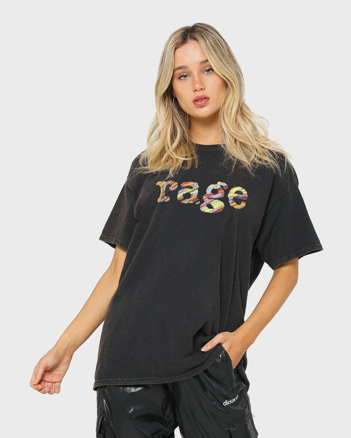 RAGE Men's Rage Vintage T-Shirt Black Wash Tagless Design Quick Dry Material