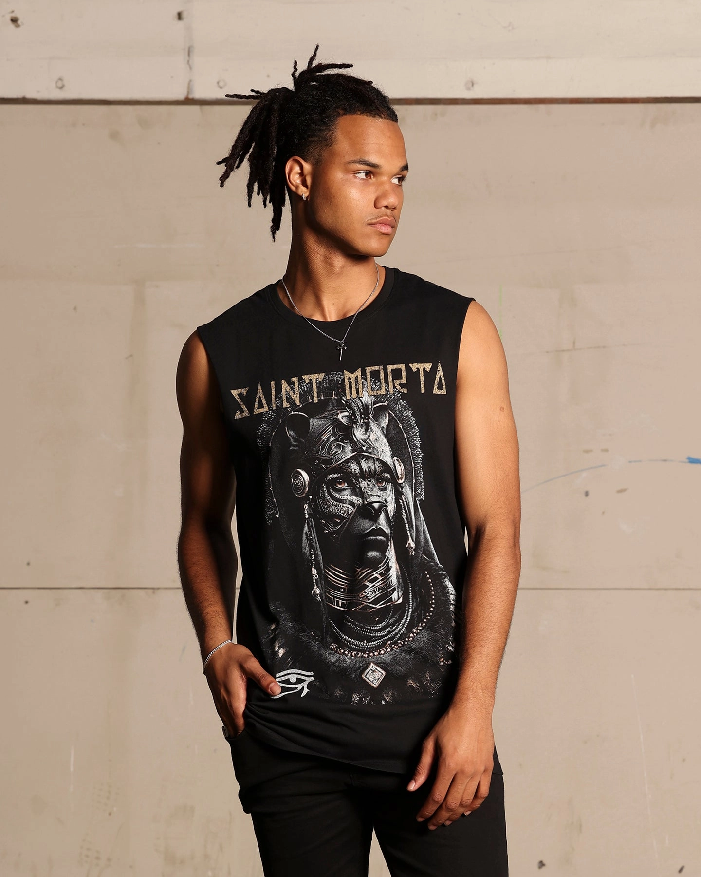 Modern Style Saint Morta Shadow King Muscle T-Shirt Black