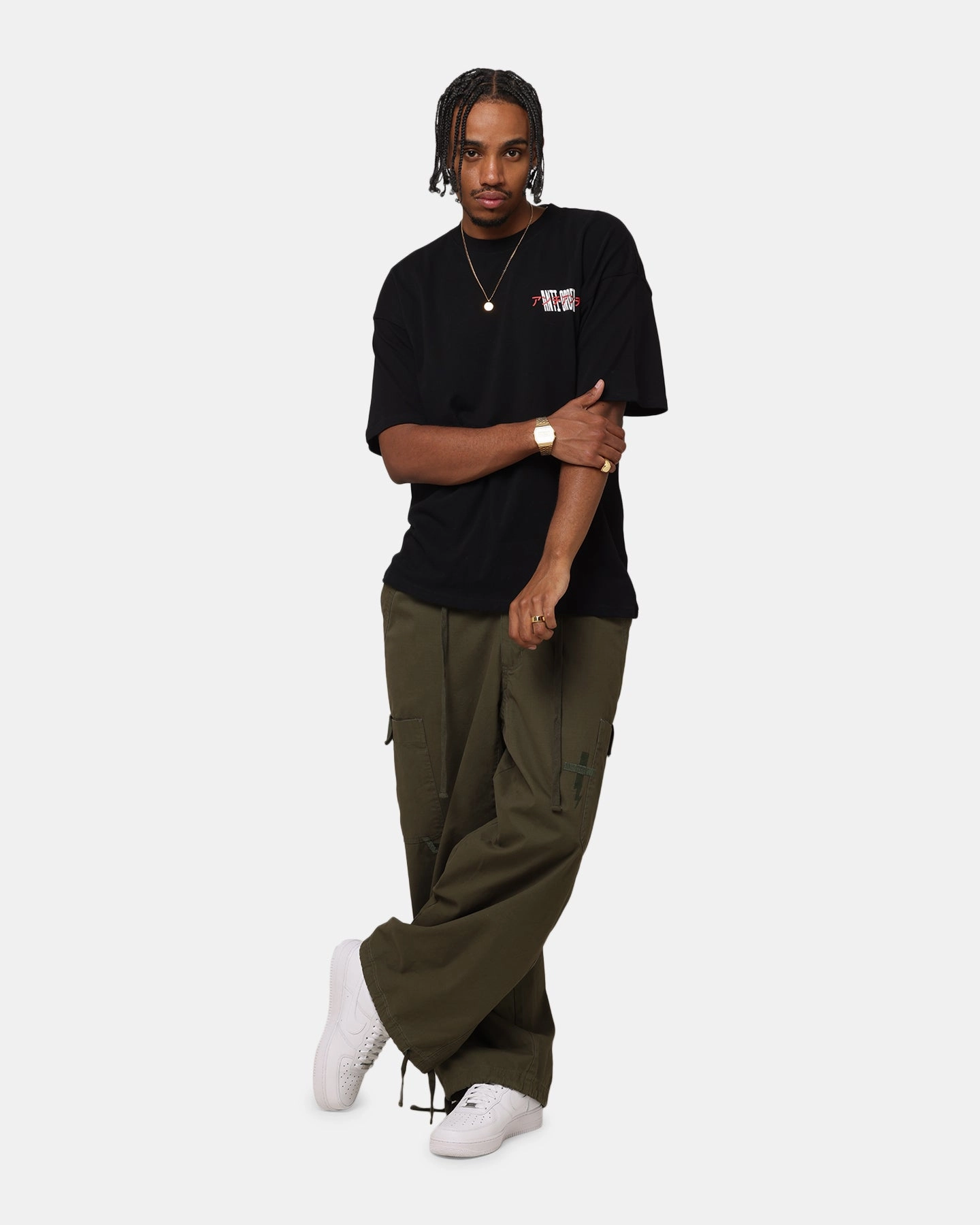 Relaxed and Easy Comfy Fit The Anti Order Junya Drop Shoulder T-Shirt Black