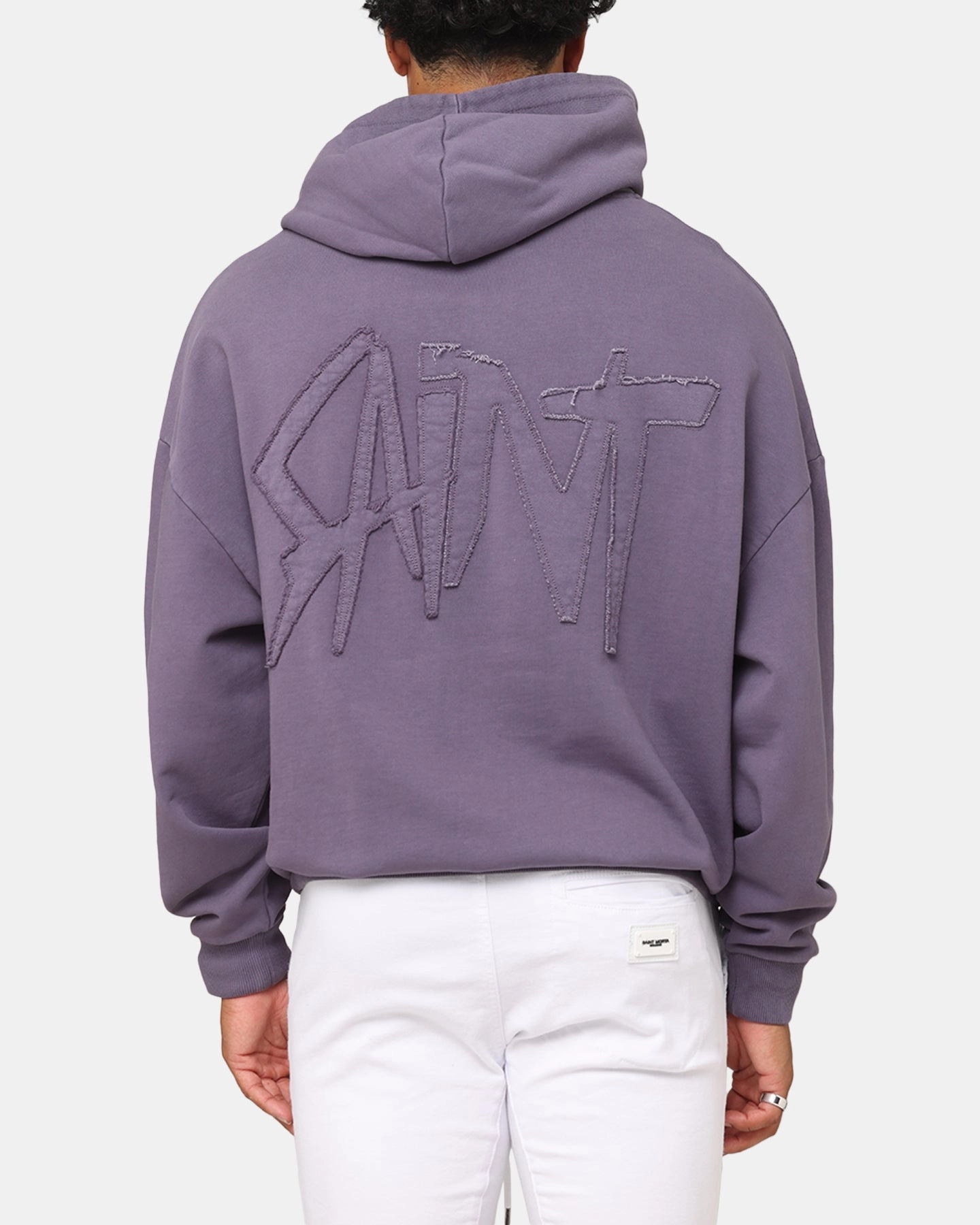 Zippered Closure Saint Morta Pericles Applique Hoodie Purple