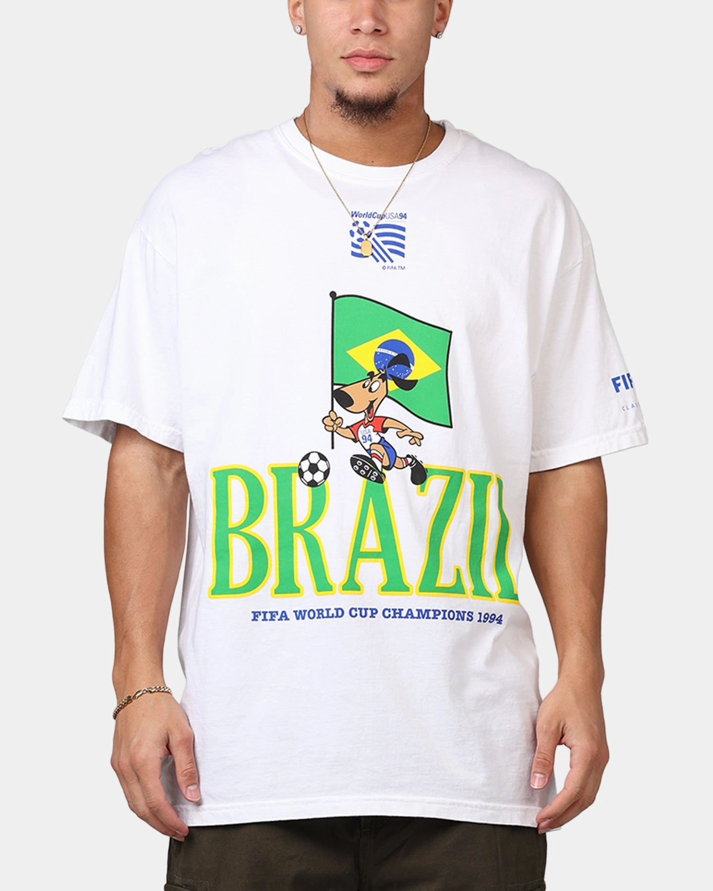 Chilly Day Style Quick Wear Fifa FIFA 1994 Brazil T-Shirt White