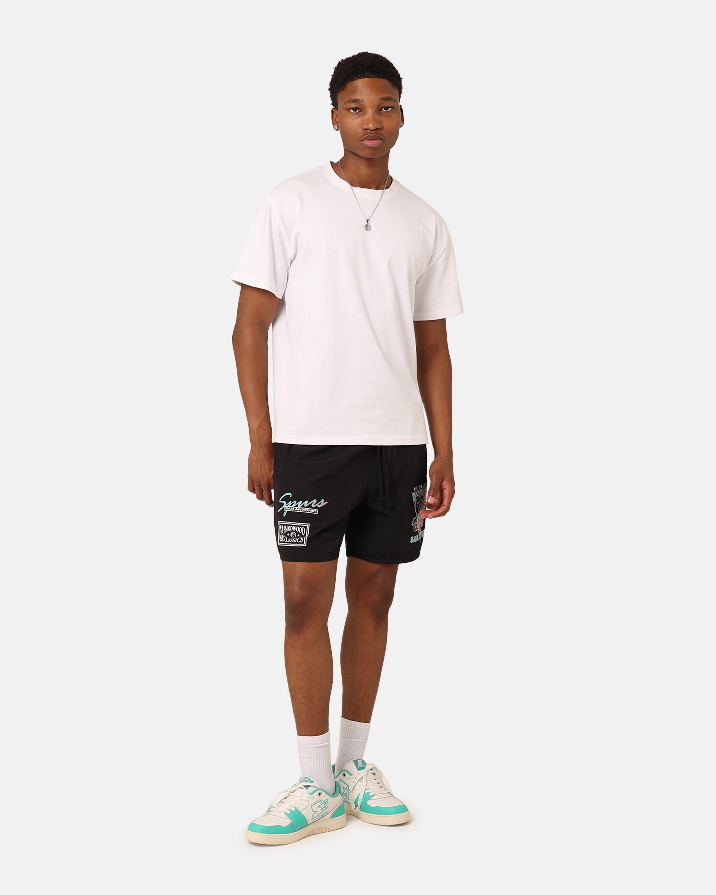 HighBackRise Mitchell & Ness San Antonio Spurs Tri 2.0 Shorts Black