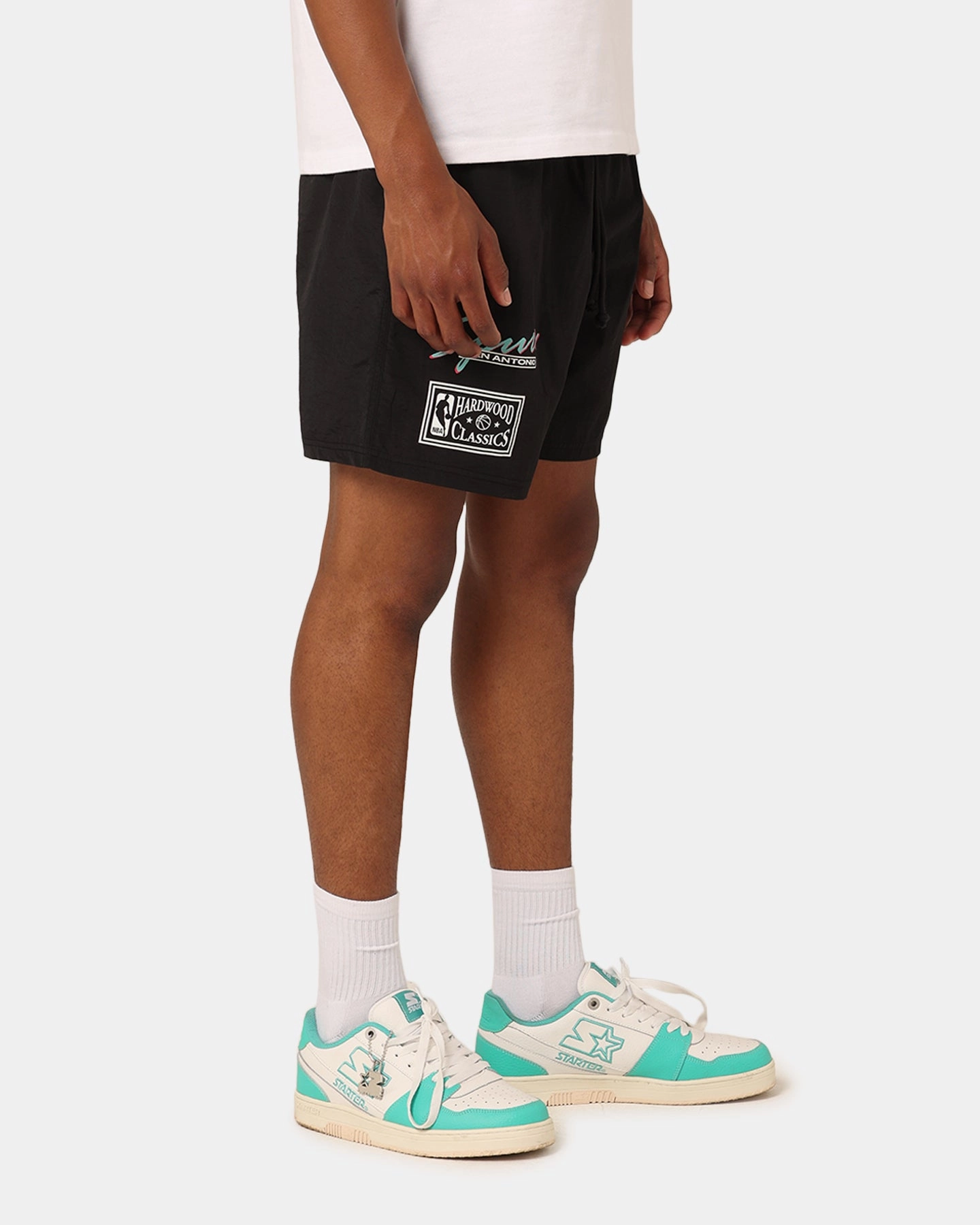 Mitchell & Ness San Antonio Spurs Tri 2.0 Shorts Black Sleek Cut AntiSnagTechnology