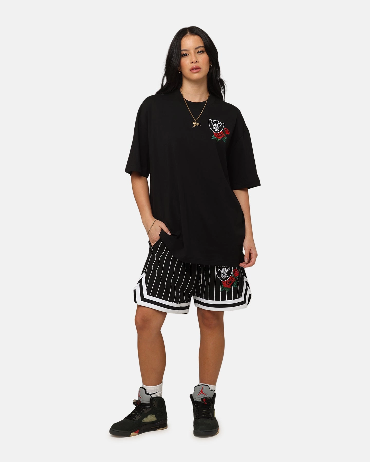 New Era Las Vegas Raiders Rose Mesh Shorts Black AntiOdorTreatment Anti Static Material