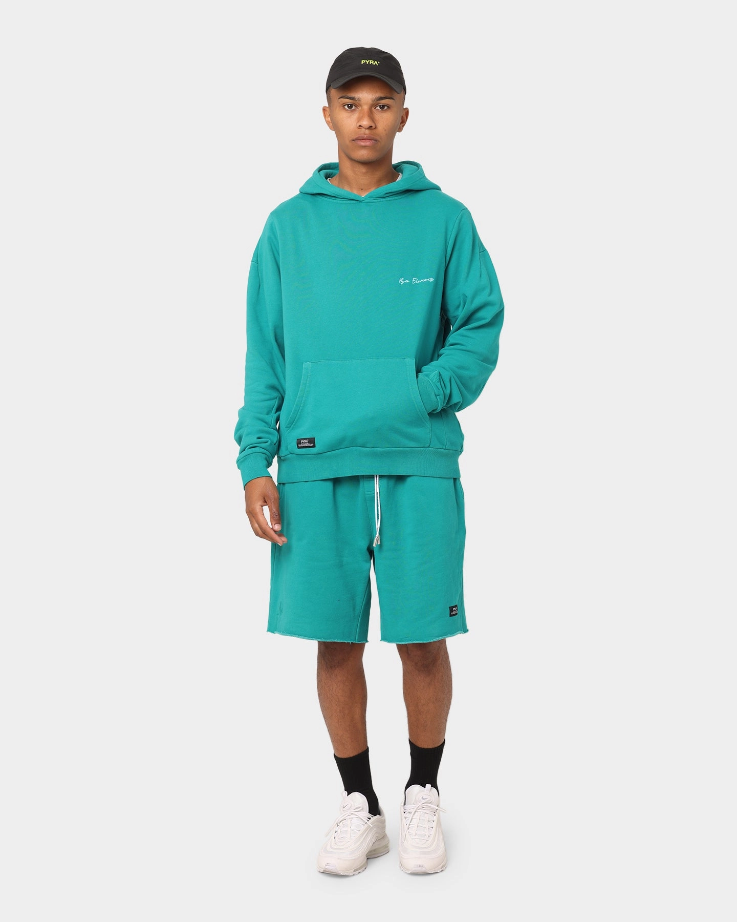 Business casual Layered Look PYRA Raw Slouch Shorts Teal