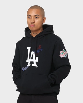 Convertible Design Articulated Sleeve Cut New Era Los Angeles Dodgers World Series Multi Logo Hoodie Black
