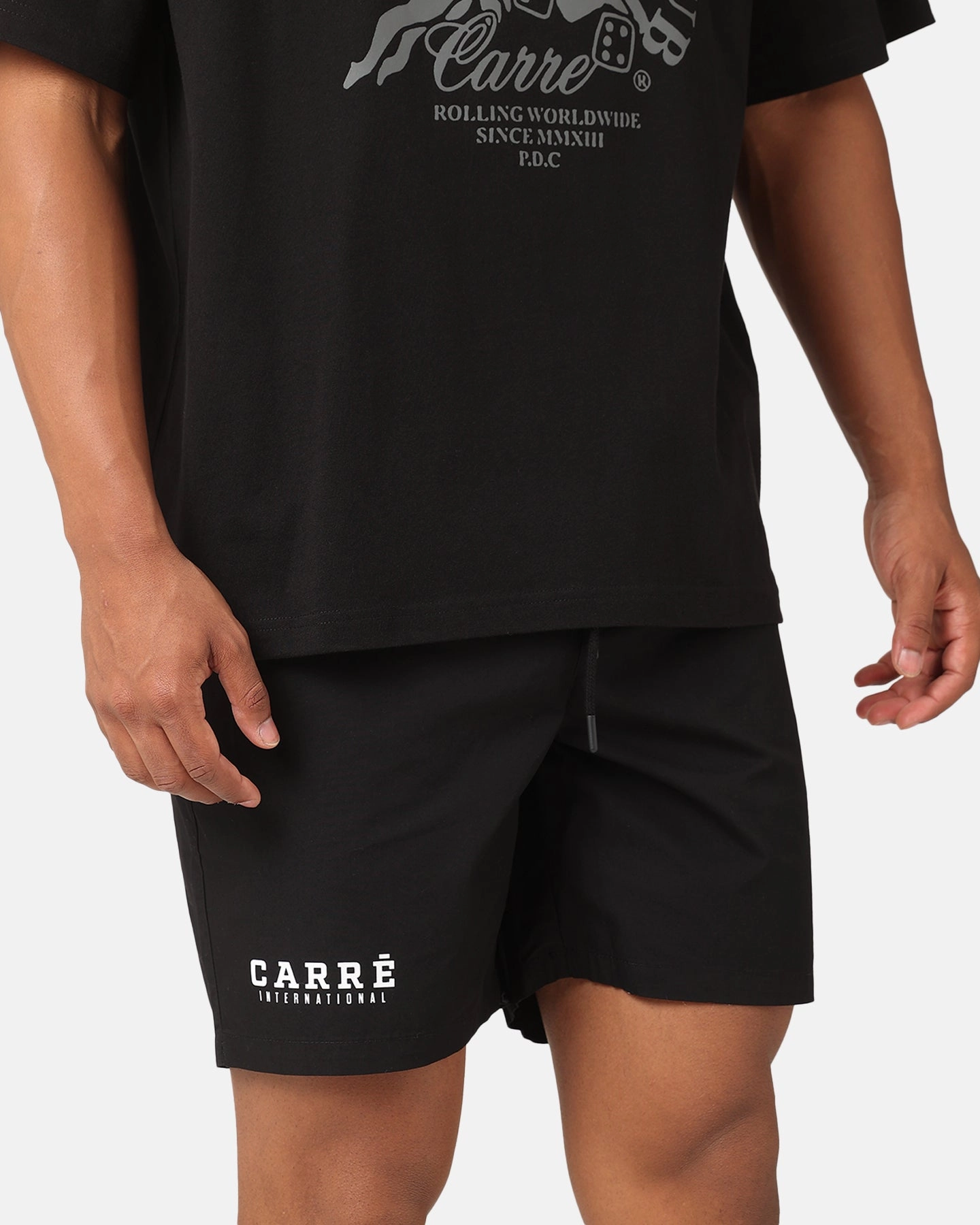 Carre International Beach Shorts Black tank top