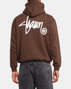 S Double Shawn Script Hoodie Chocolate Trusted