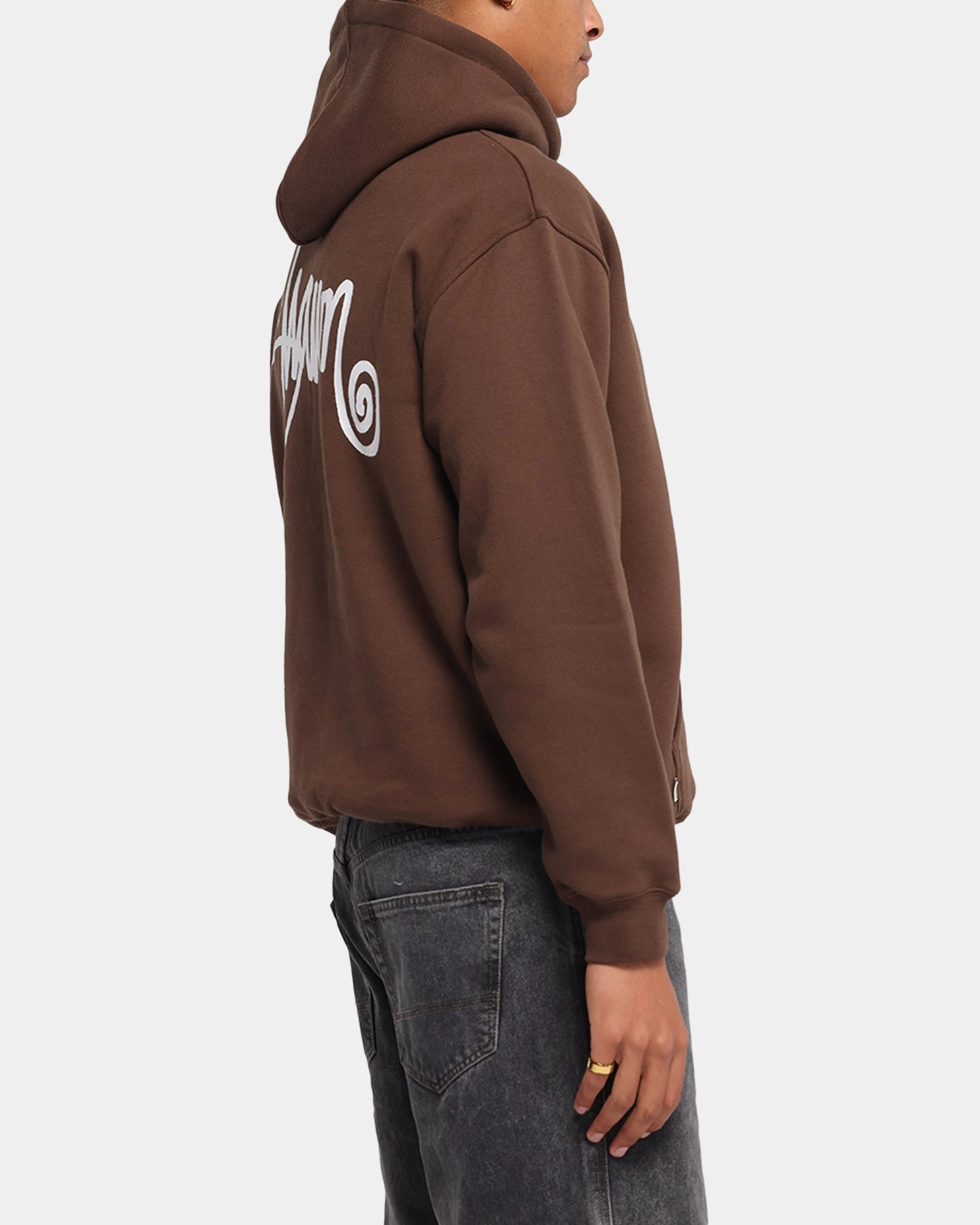 Temperature Regulating Fabric S Double Shawn Script Hoodie Chocolate