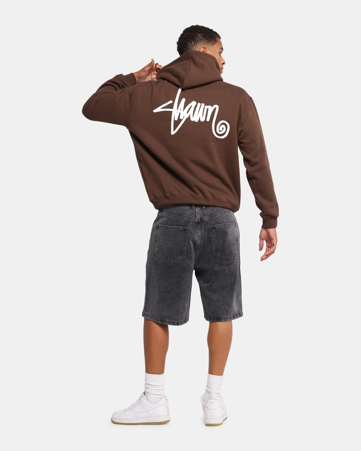 S Double Shawn Script Hoodie Chocolate Breathable knit water - permeable