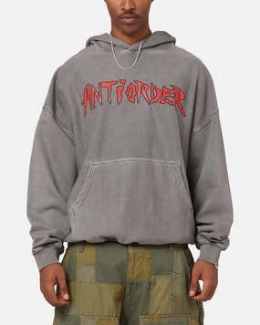 The Anti Order Pseudo Premium Hoodie Washed Charcoal Bonded Zippers Stylish