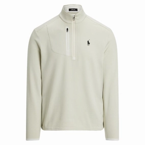 Ralph Lauren Luxury Performance Driver 1/4 Zip Golf Pullover (Houndstooth) Ceramic White - SP25 Men Layered Protection Lightweight Shell