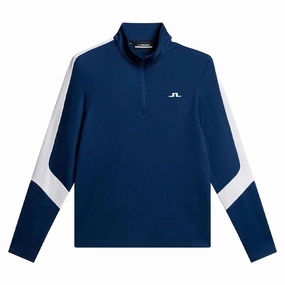 J.Lindeberg Carl Mid Layer Golf Pullover Estate Blue - SS24 Men Balanced Insulation Soft touch finish