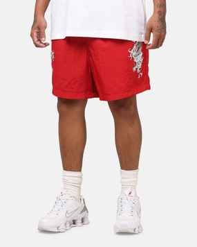 Daily Casual Ed Hardy Tribal Dragon Shorts Red